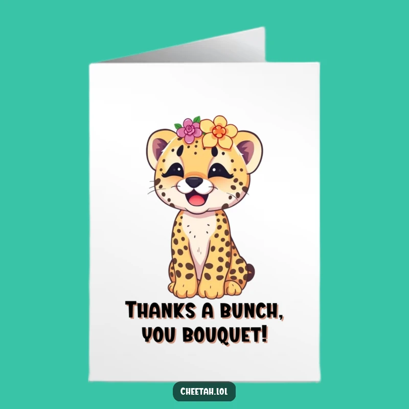 Free Printable Cheetah Thank You Card - Giggling Cub Flower Crown Downloadable Gratitude