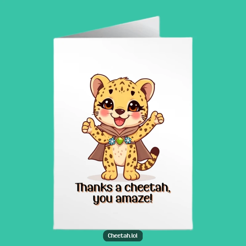 Free Printable Thank You Card: Cheetah Cub's Sequin Shine, Funny Downloadable Gratitude Gift!