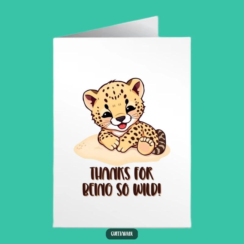 Free Printable Cheetah Cub Thank You Card Funny Downloadable Gift