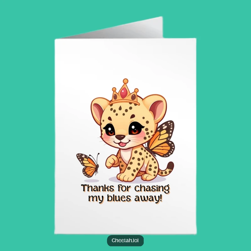 Free Printable Thank You Card: Cheetah Tiara Race - Funny Downloadable Gift