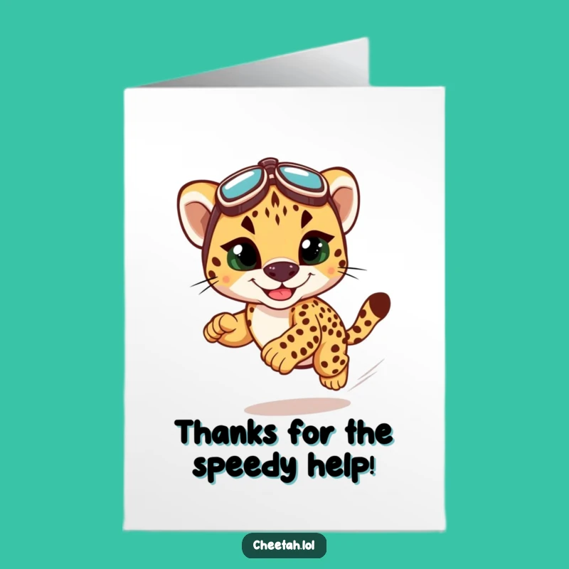 Free Printable Thank You Card: Cheetah Cub Funny Downloadable Gift for a Swift Thanks