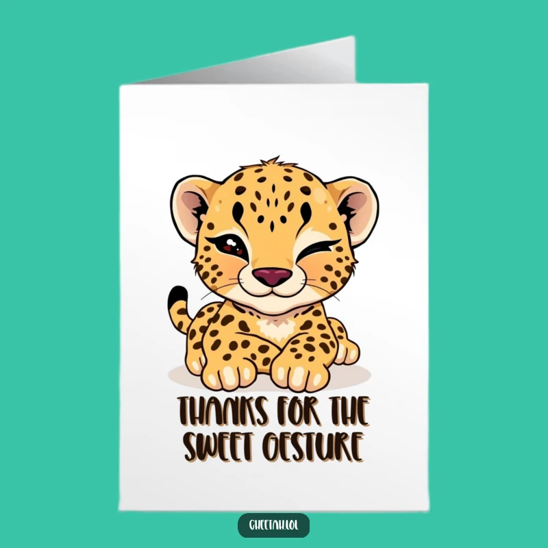 Cheetah Cub Wink Thank You Card: Free Printable Relaxed Funny Downloadable Gift