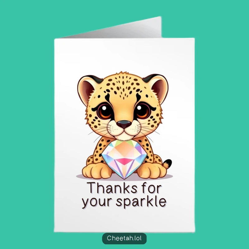 Free Printable Cheetah Thank You Card: Jewel Nose Cub Funny Downloadable