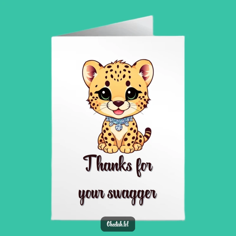 Free Printable Cheetah Thank You Card: Smug Cub Glitter Collar Funny