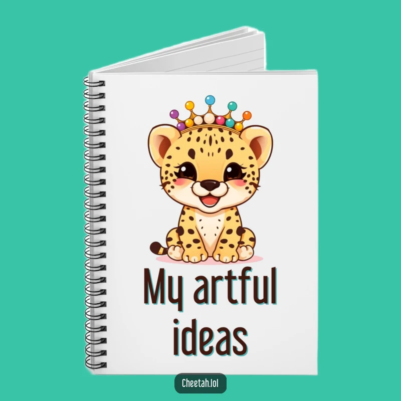 Funny Cheetah Cub Bead Crown Notebook: Giggling Ideas Journal, Perfect Funny Gift