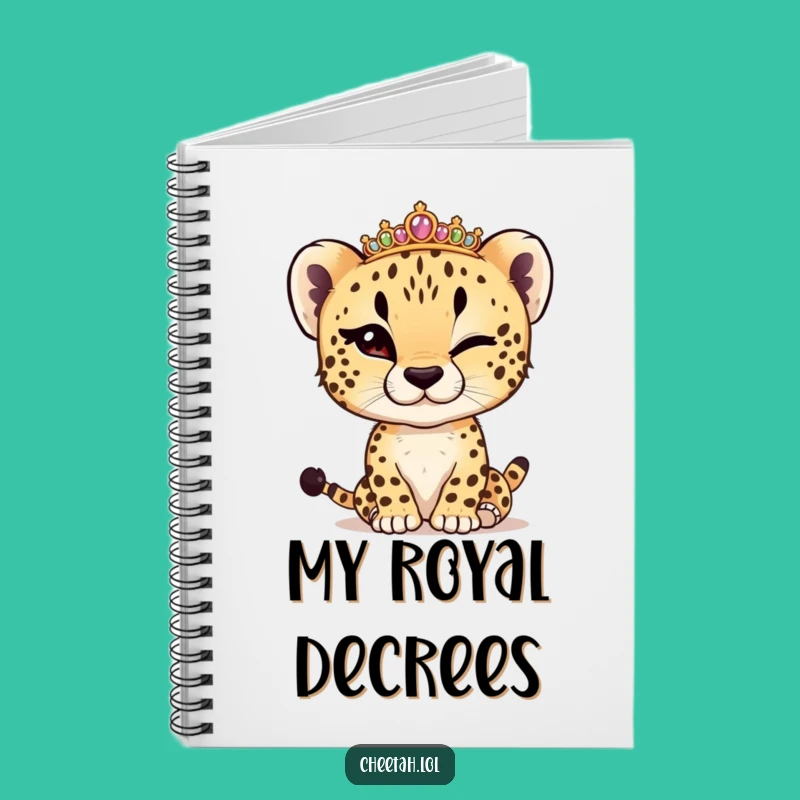 Funny Cheetah Cub Winking Tiara Notebook: Jot Down Royal Ideas Gift