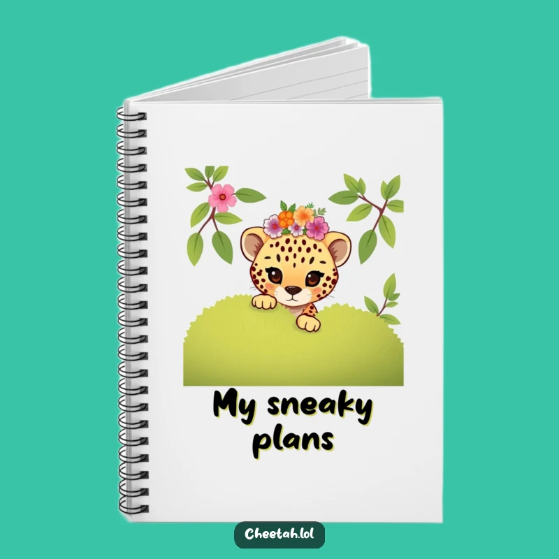 Funny Mischievous Cheetah Cub Floral Notebook: Playful Journal Gift