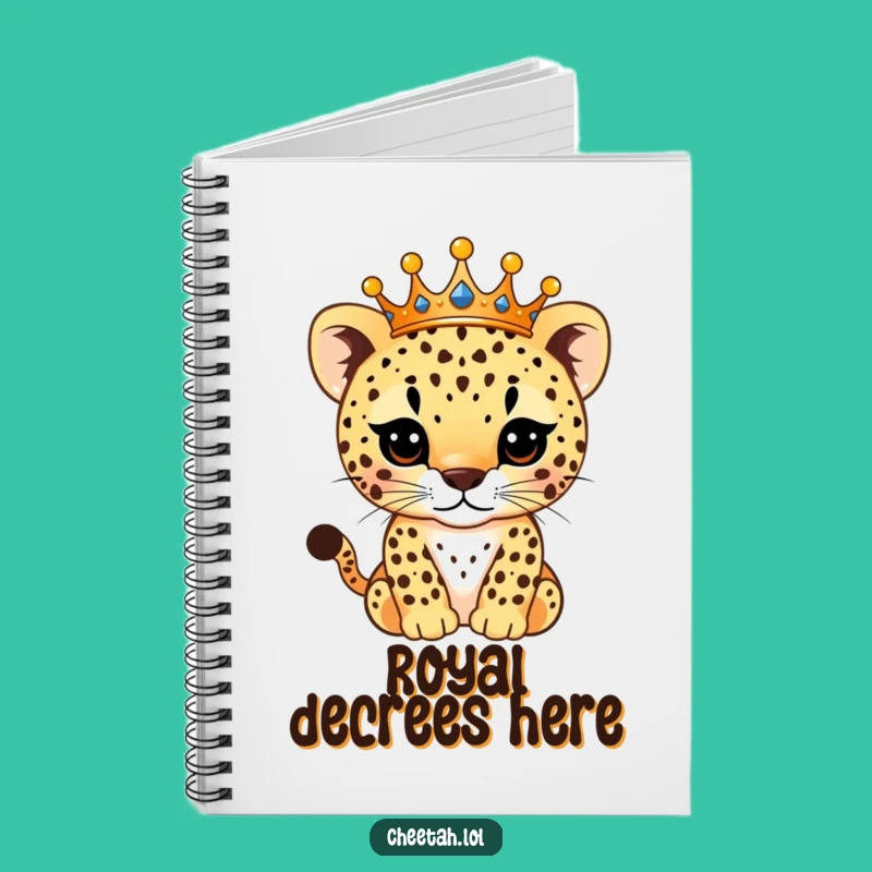 Funny Royal Cheetah Cub Notebook: Sparkling Crown Journal, Hilarious Gift