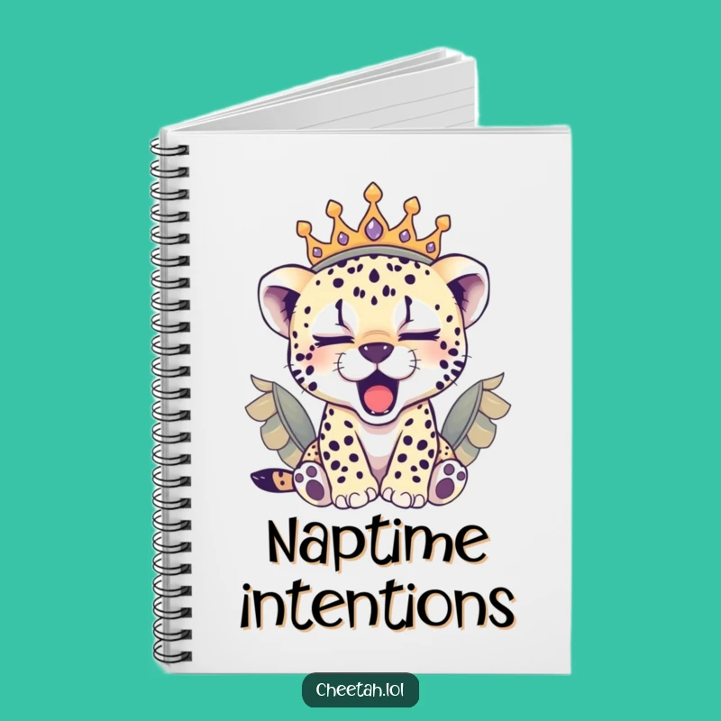 Funny Sleepy Cheetah Cub Crown Notebook: Cozy Journal Gift for Dreamers