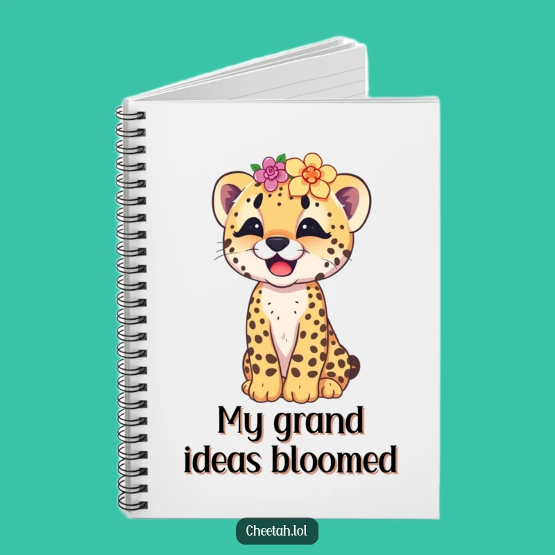 Funny Cheetah Cub Flower Crown Notebook: Jot Down Laughs and Ideas