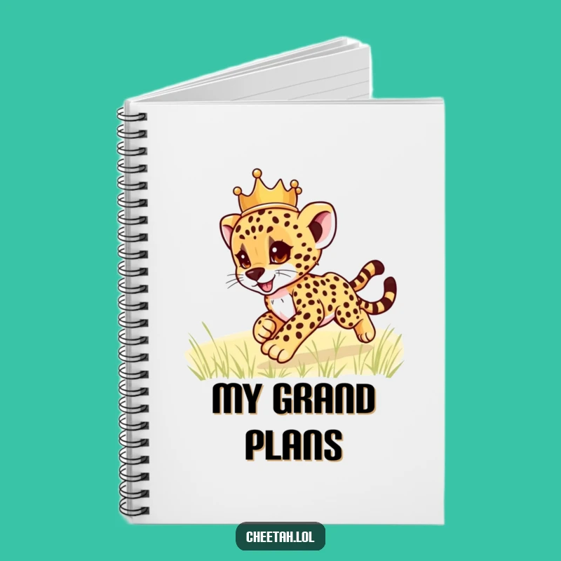 Funny Cheetah Cub Crown Notebook: Royal Ideas Journal, Perfect Funny Gift