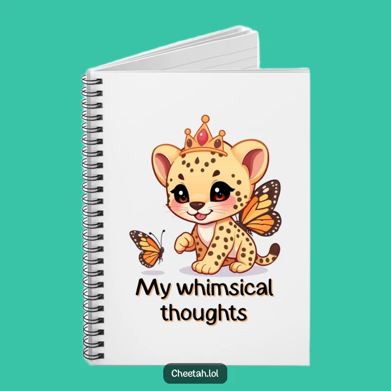 Funny Cheetah Cub Tiara Notebook: Whimsical Ideas Journal, Perfect Funny Gift