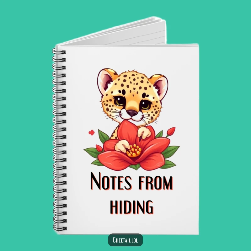 Funny Cheetah Cub Flower Peek Notebook - Jot Down Secrets, Perfect Gift