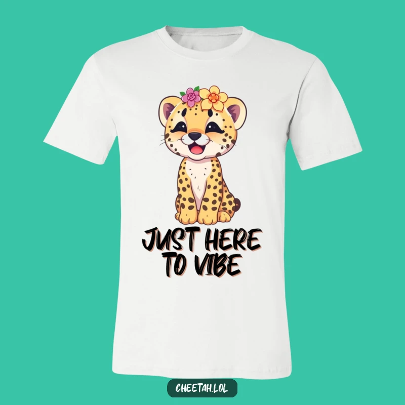 Funny Cheetah Cub Flower Crown Tee: Wearable Giggles for a Playful Spirit