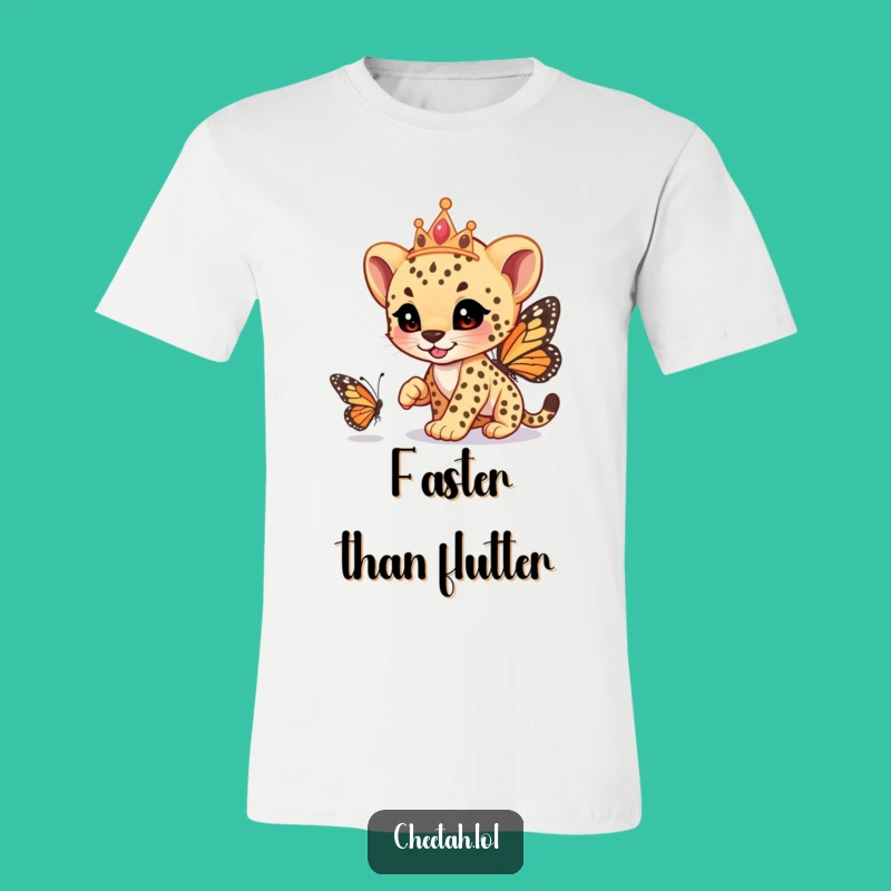 Funny Cheetah Cub Tiara T-Shirt: Whimsical Racer Design, Great Funny Gift