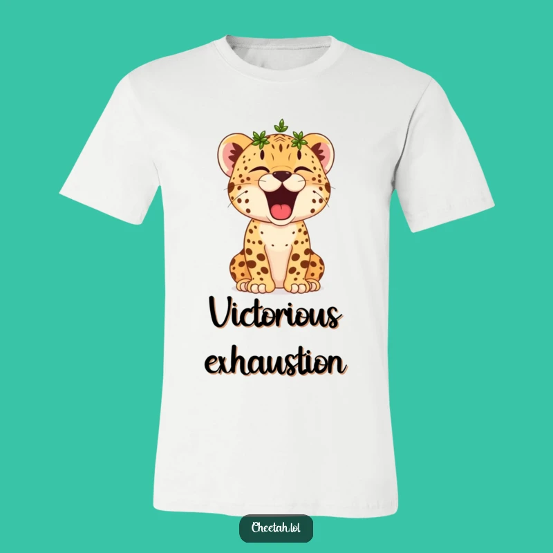 Funny Cheetah Cub Yawn T-Shirt: Crowned Snoozer Tee, Hilarious Victorious Nap Gift
