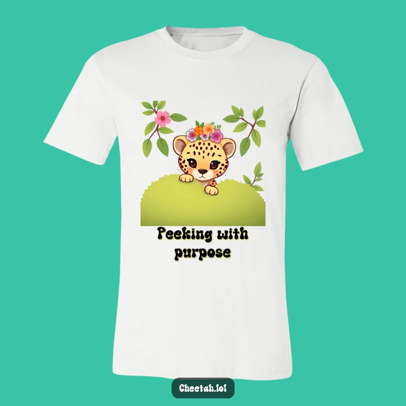 Funny Mischievous Cheetah Cub Floral Tee: Playful & Charming Gift