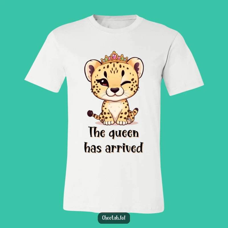 Funny Cheetah Cub Winking Tiara T-Shirt: Adorable Royal Humor Tee Gift