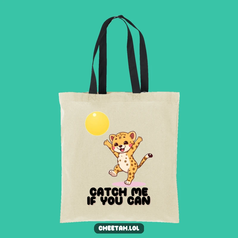 Funny Cheetah Cub Tote Bag: Carry Your Essentials with Cartwheeling Charm