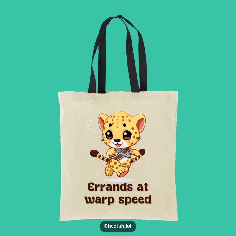 Funny Racing Cheetah Cub Tote Bag: Winner's Sash Purse, Speedy Gift