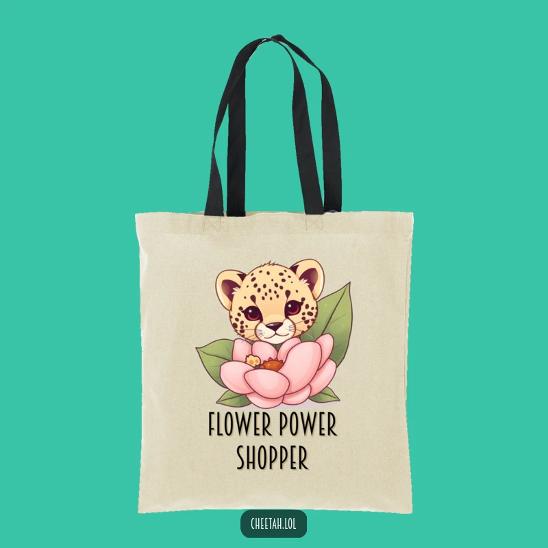 Funny Cheetah Cub Flower Peek Tote Bag: Carry Your Secrets in Style Gift