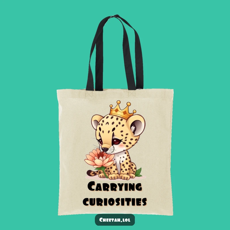 Funny Cheetah Cub Crown Tote Bag: Curious Nature Carrier, Perfect Funny Gift