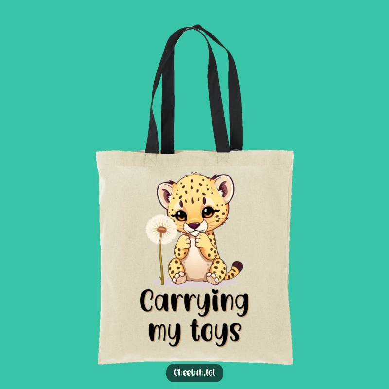 Funny Cheetah Cub Dandelion Tote Bag: Carry Playful Joy Gift