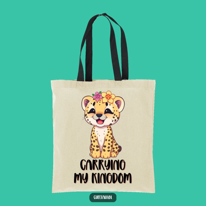 Funny Cheetah Cub Flower Crown Tote: Carry Your Laughs in Style