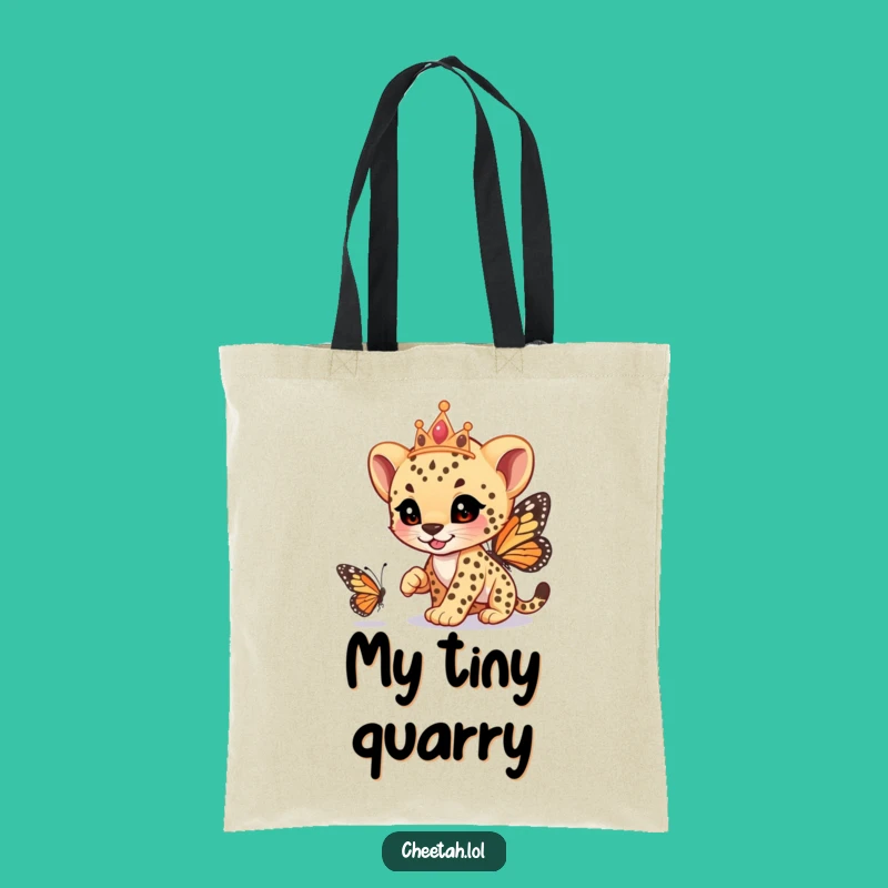 Funny Cheetah Cub Tiara Tote Bag: Playful Chase Carrier, Perfect Funny Gift