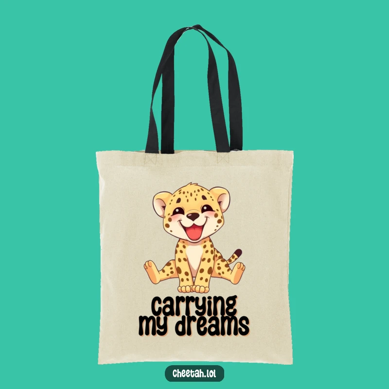 Funny Cheetah Cub Tote Bag: Adorable Stretching Animal Shopping Gift
