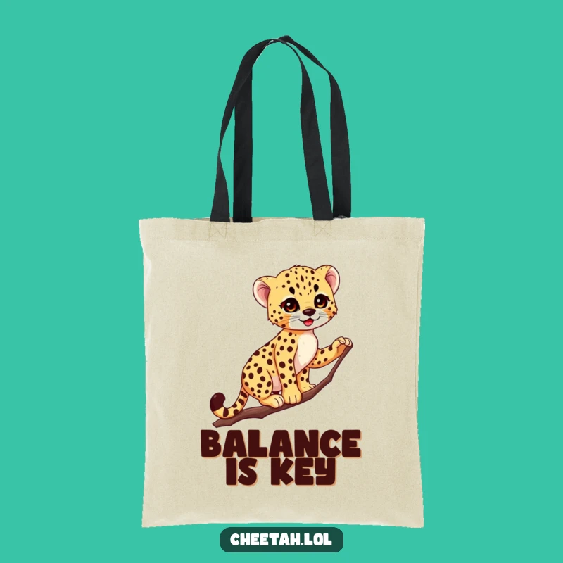 Funny Cheetah Cub Tote Bag: Graceful Acrobat Carry-all, Hilarious Woodland Surprise