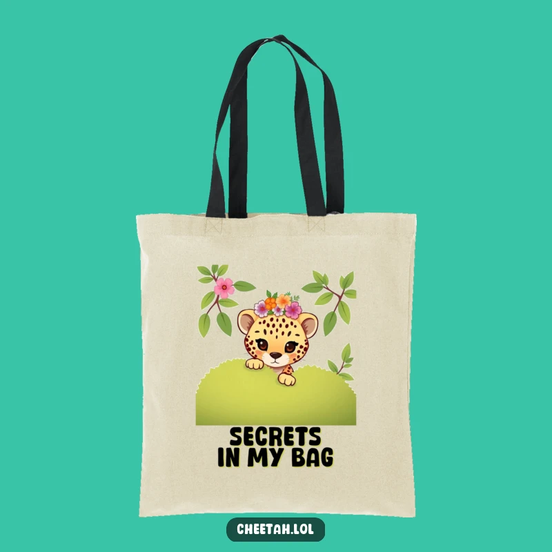 Funny Mischievous Cheetah Cub Floral Tote: Playful Carry-All Gift