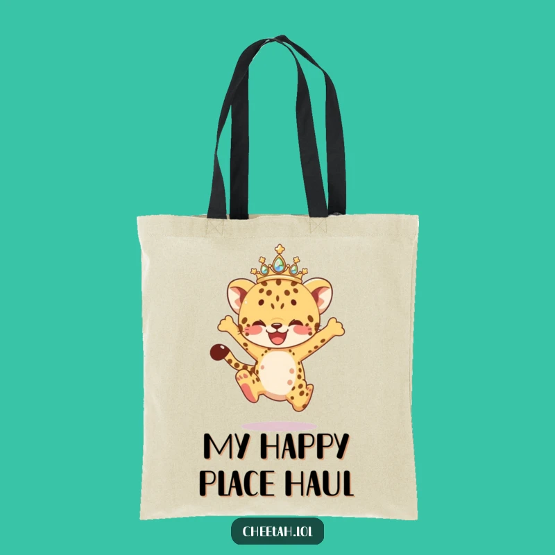 Funny Leaping Cheetah Cub Tote Bag: Sparkling Tiara Purse, Joyful Gift